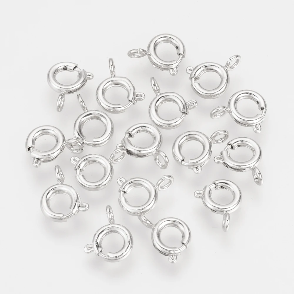 

10pc Brass Spring Ring Clasps Nickel Free Real Platinum Plated 9x7x2mm Hole: 1.5mm