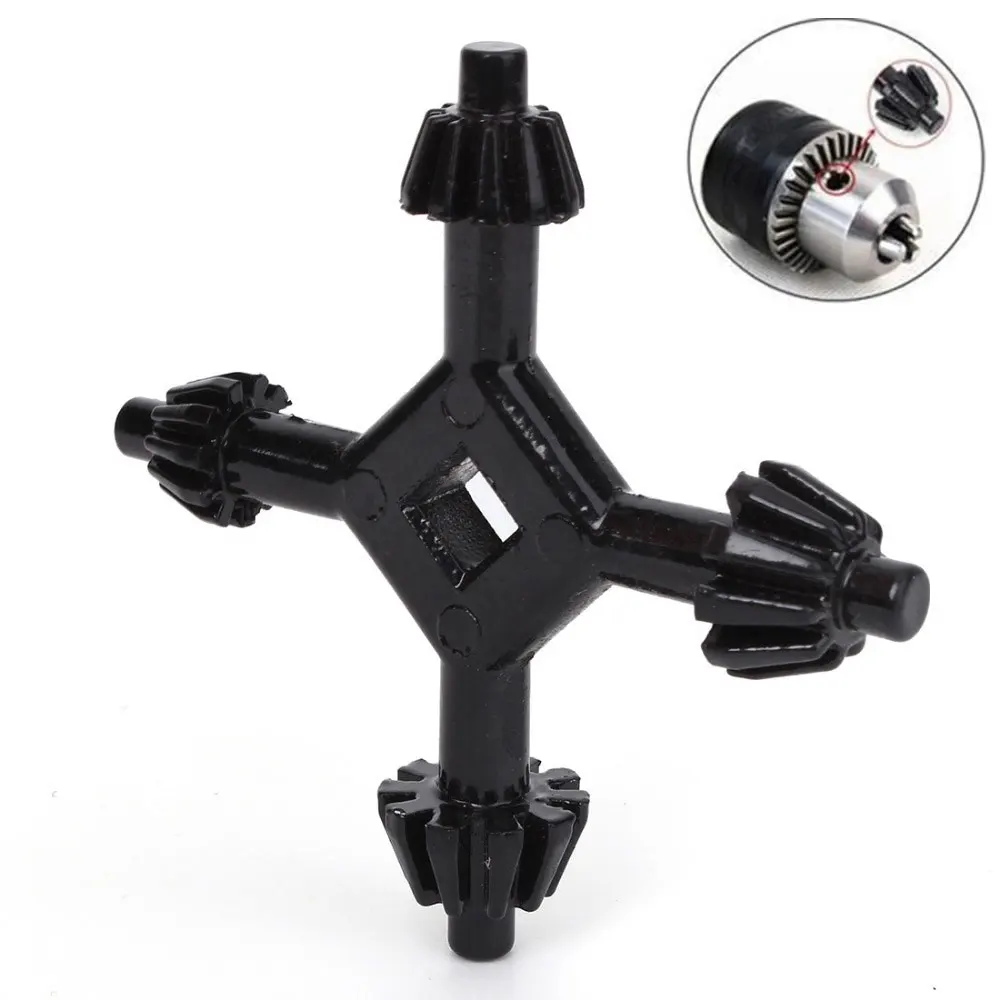 Ключ для сверлильного патрона 4 в 1, универсальный 4-сторонний крестообразный треугольный ключ для большинства дрелей/электроинструментов