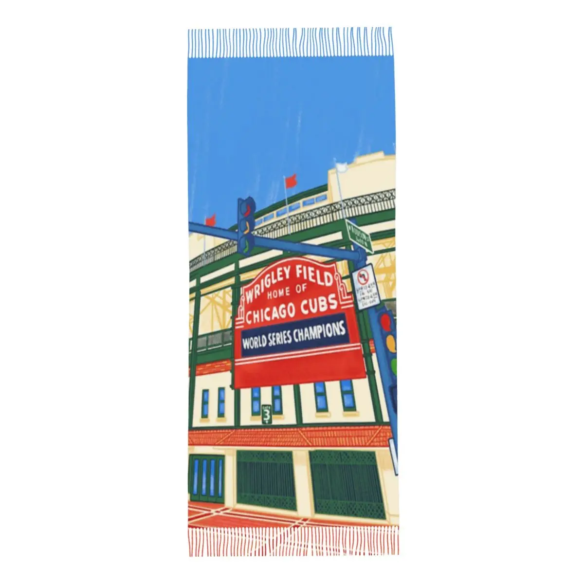 Wrigley Field 72x197см Шаль Шарф с кисточками