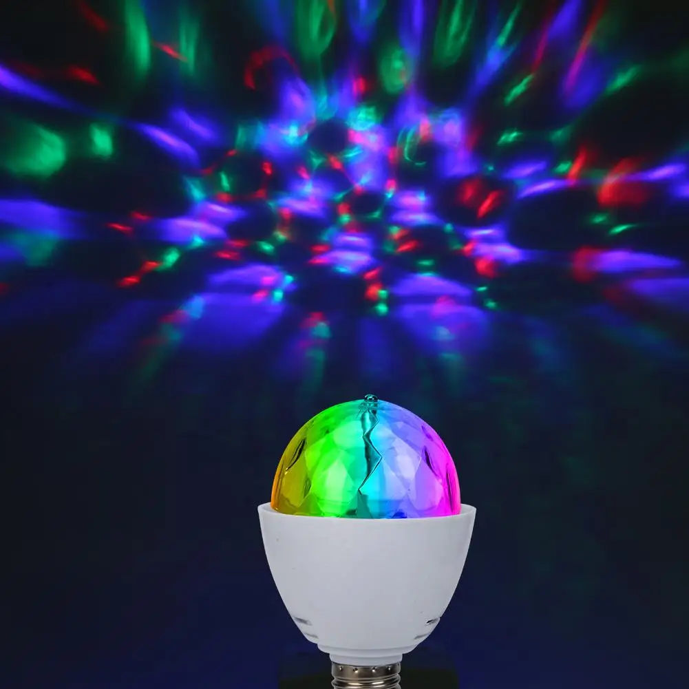 

E27 RGB LED Bulb 3W Stage Light Rotating Crystal Small Ball Stage Party DJ Disco Night Clubs Bar Decoration Light