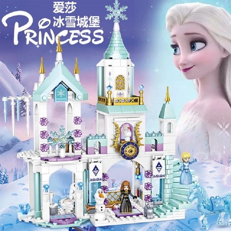 Disney Frozen Dream Princess Elsa Ice Castle Princess Anna Set Building Model Blocks Gifts Toy
