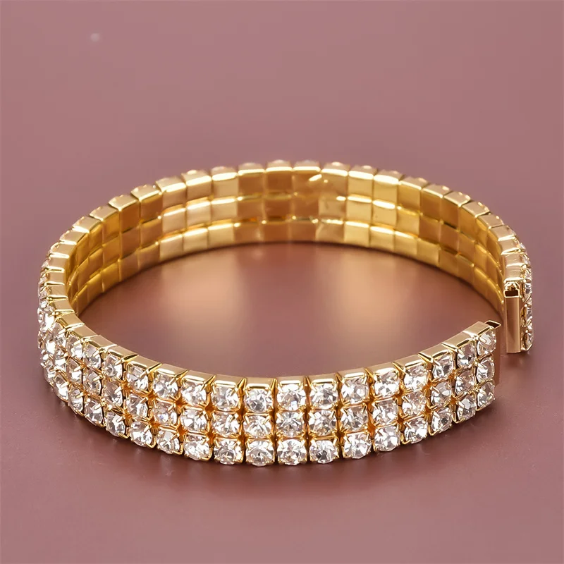 

Женский браслет с бриллиантами, золотистый и медный Универсальный Открытый браслет с бриллиантами, серебристого цвета, 2023