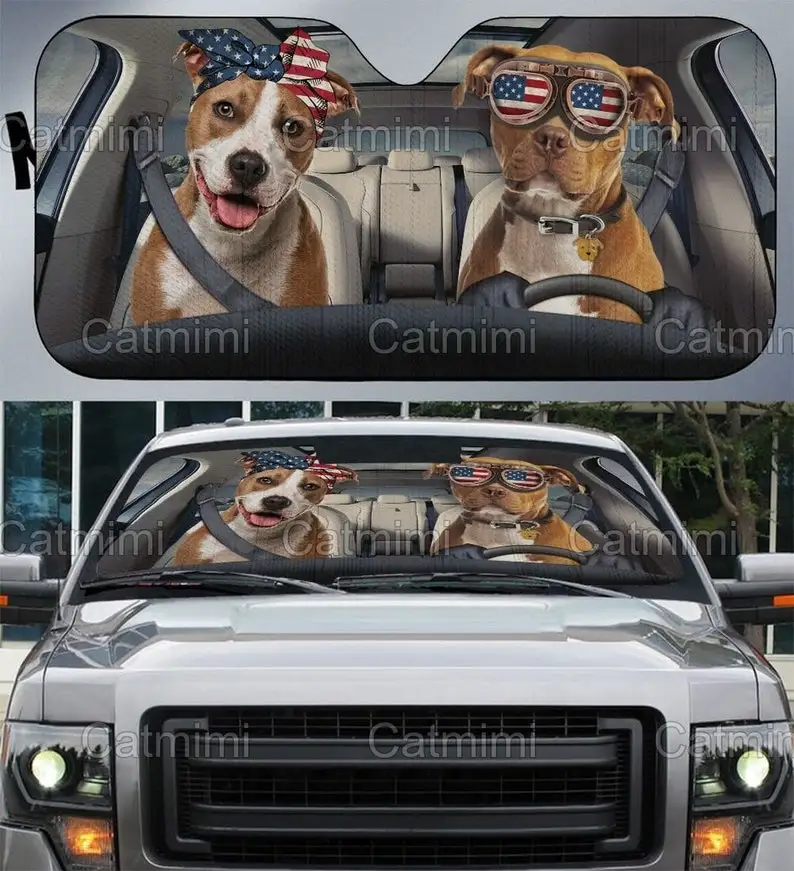 

Pitbull Terrier American Car Sun Shade, Pitbull Auto Sun Shade, Funny Pitbull Sun Shade, Car Windshield Sunshade, Father Gift MC