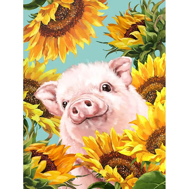 

Animals Diamond Painting Pig 5D DIY Diamond Mosaic Sunflower Full Square Drill Embroidery Kits Decorative Paintings Home Decor