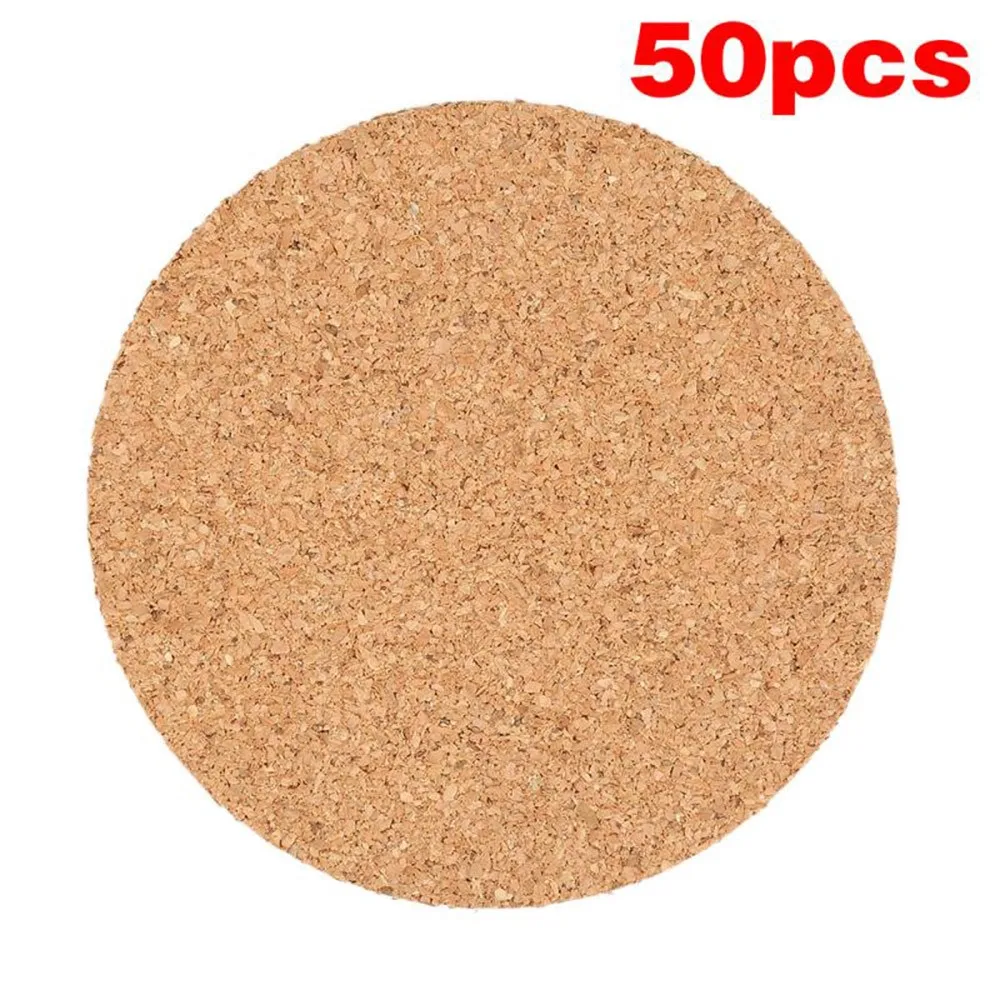 

50 Pieces Of 9 Cm Round Natural Wood Cup Holder Wine Drink Coffee Table Rugs For Office Home Kitchen Durable Coaster