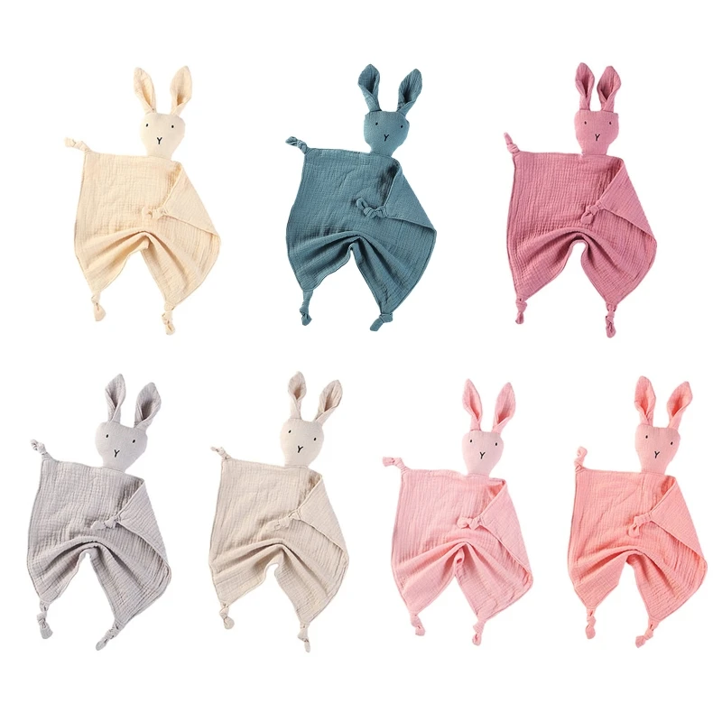 

77HD Baby Soother Appease Towel Bib Soft Animal Rabbit Doll Teether Towel Infants Comfort Sleeping Nursing Cuddling Blanket Toys