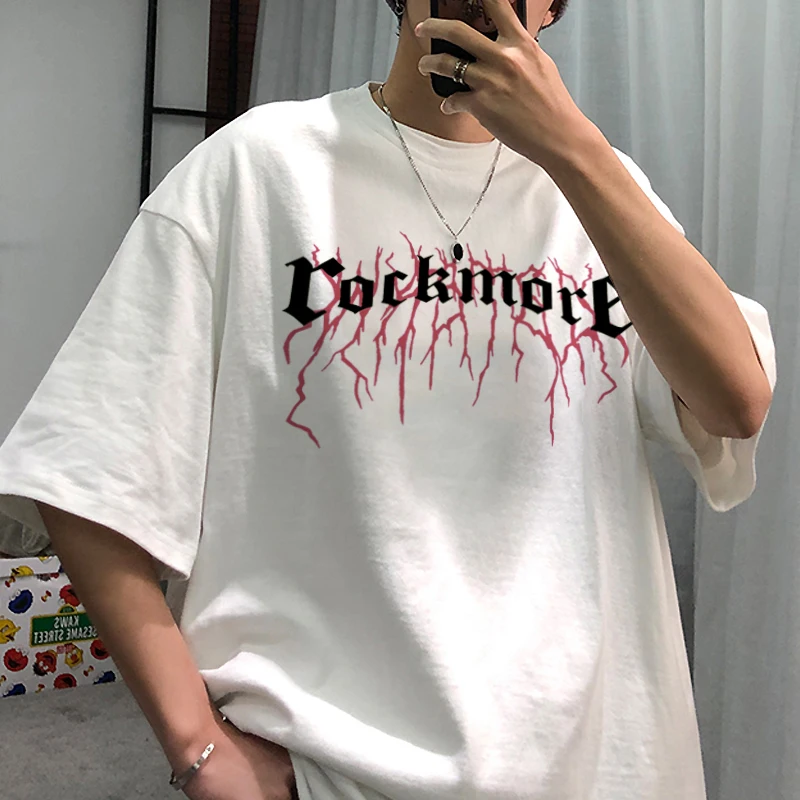 

Vintage Men's Tshirt Harajuku Cool Unisex Short Sleeve T Shirt Letter Print Summer Punk Gothic T-shirt Streetwear Plus size Tops