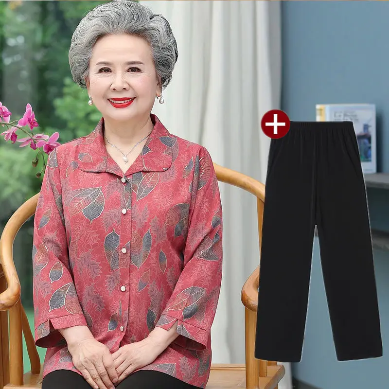 Кардиган для пожилых женщин рубашки Новинка весна-лето 2023 Повседневная Блузка