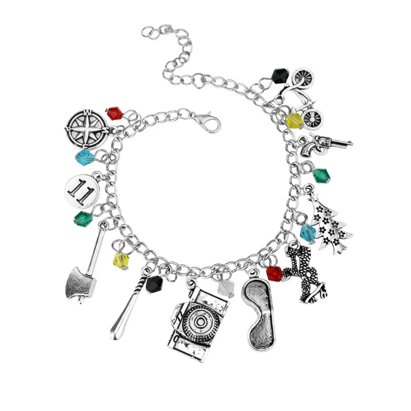 

Vintage Axe Bike Tape Charms Bracelet for Stranger Things Accessories Silver Metal Bracelets for Women Men Causal Supplies