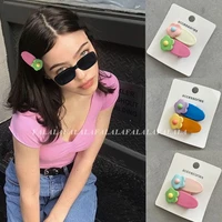 2022 new products cute color small flower hairpin pair clip girl heart side bangs duckbill clip one word clip korean