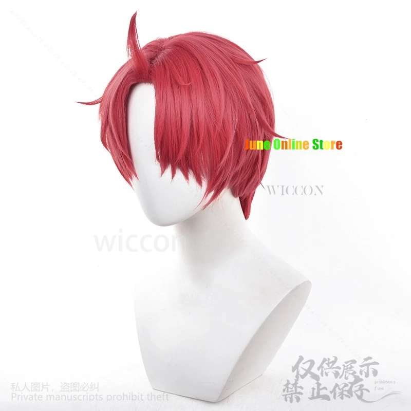 Hot New Anime Dandadan Cosplay Jin Enjoji Wigs Jiji Red Short Hair Earrings Accessory For Halloween Party Women Men Props