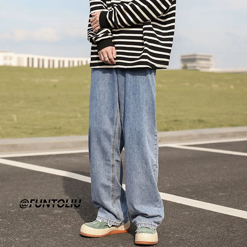 4 Colors Baggy Jeans Men Fashion Oversized Casual Wide Leg Jeans Men Streetwear Hip Hop Loose Straight Denim Pants Mens Trousers