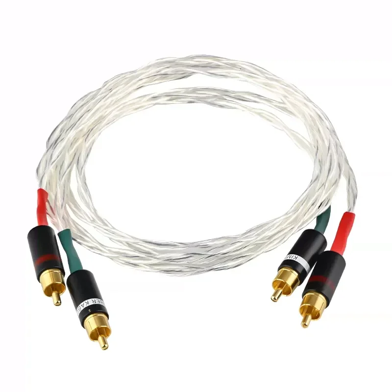Монокристаллический серебряный кабель RCA позолоченный разъем Hi-Fi