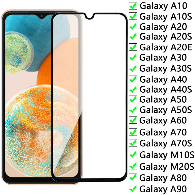 Закаленное стекло с полным покрытием для Samsung Galaxy A10 A20 A30 A40 A50 A60 A70 A80 A90, защитная пленка для экрана A10S A20S A20E M10S M20S, стекло