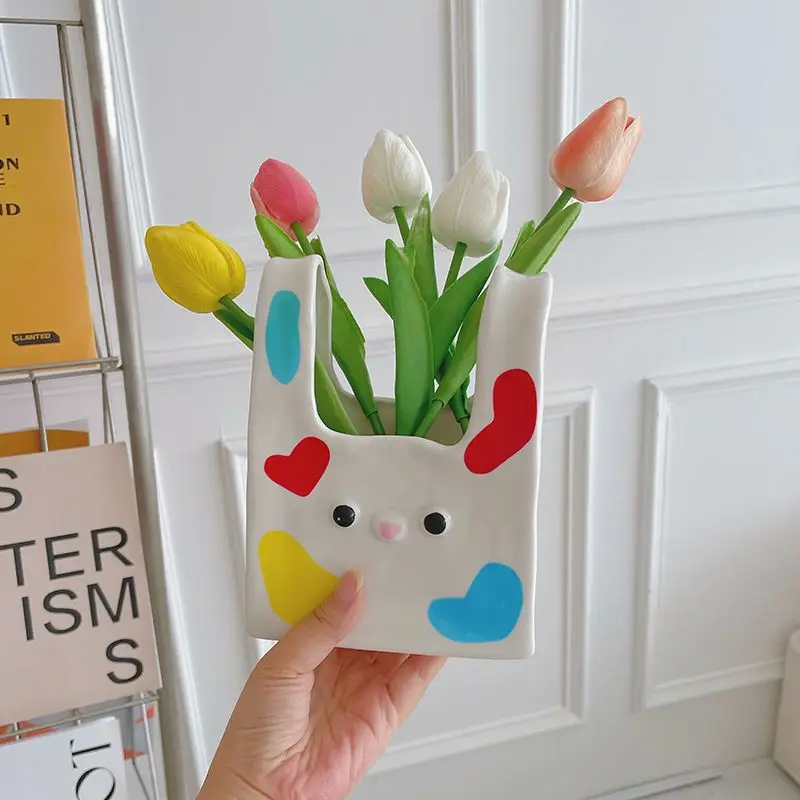 

creative, fun, ins, style, ceramic vase, niche ornaments, living room flower arrangement, dried flowers, desktop decorations