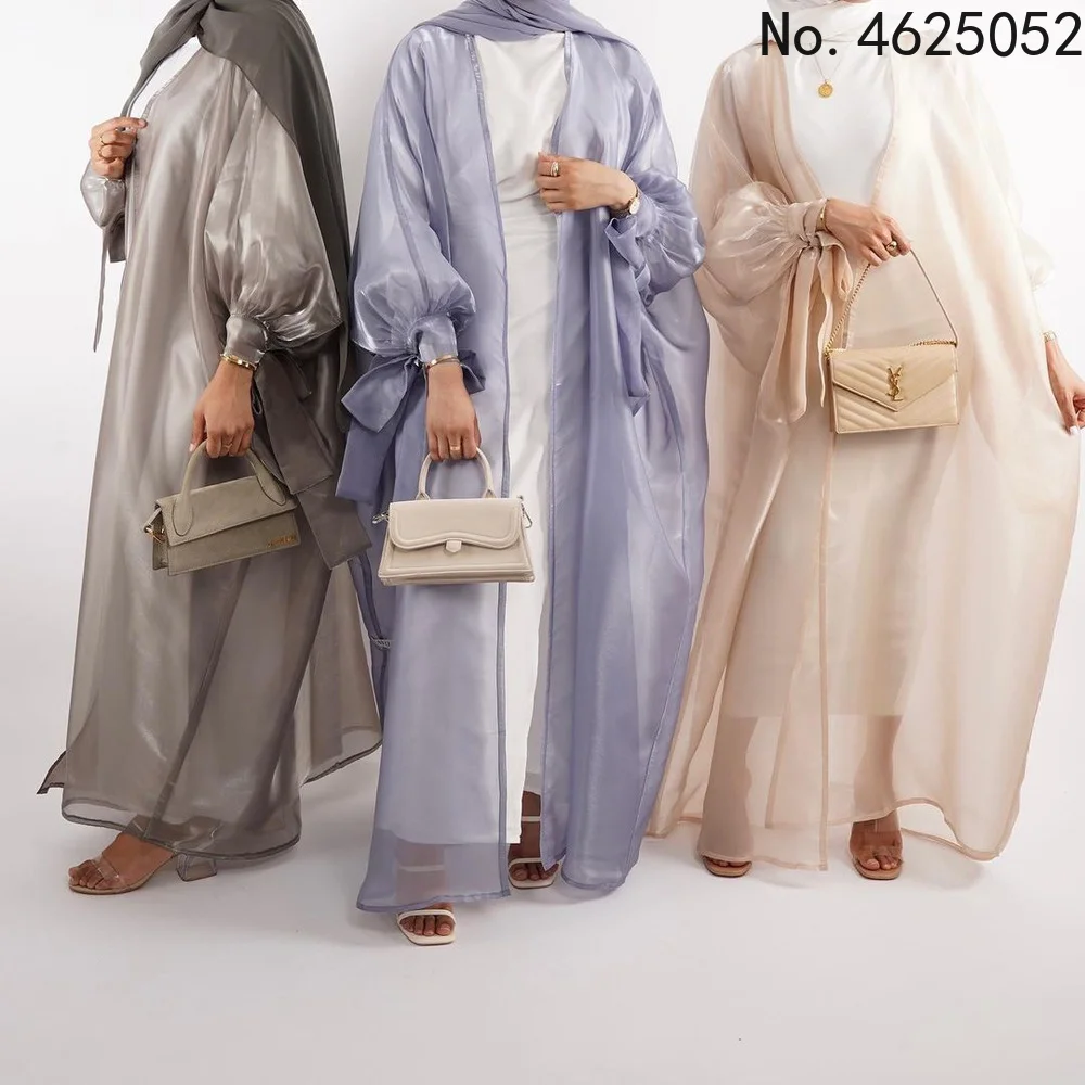 Ramadan Eid Mubarak Kaftans For Women Robe Kimono Femme Musulmane Satin Maxi Abaya Dubai Turkey Islam Arabic Muslim Dress Caftan