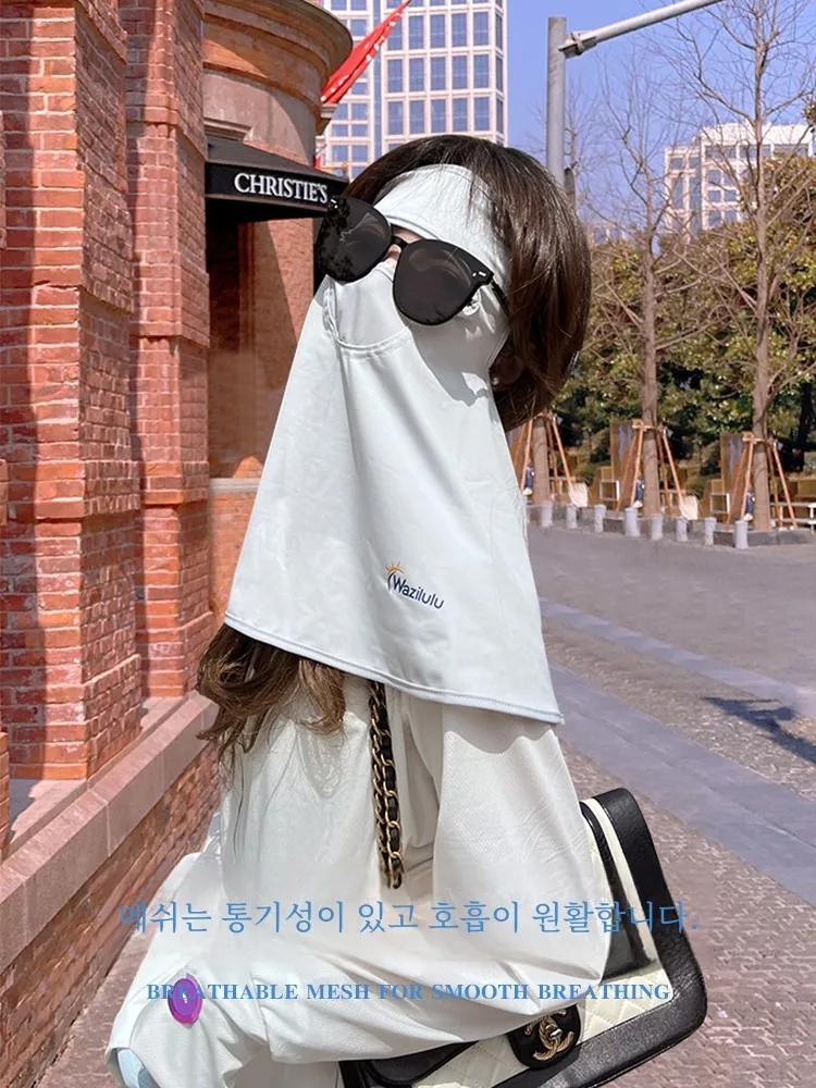 UPF50 + солнцезащитная маска для женщин летняя ледяная шелковая тонкая лица кини