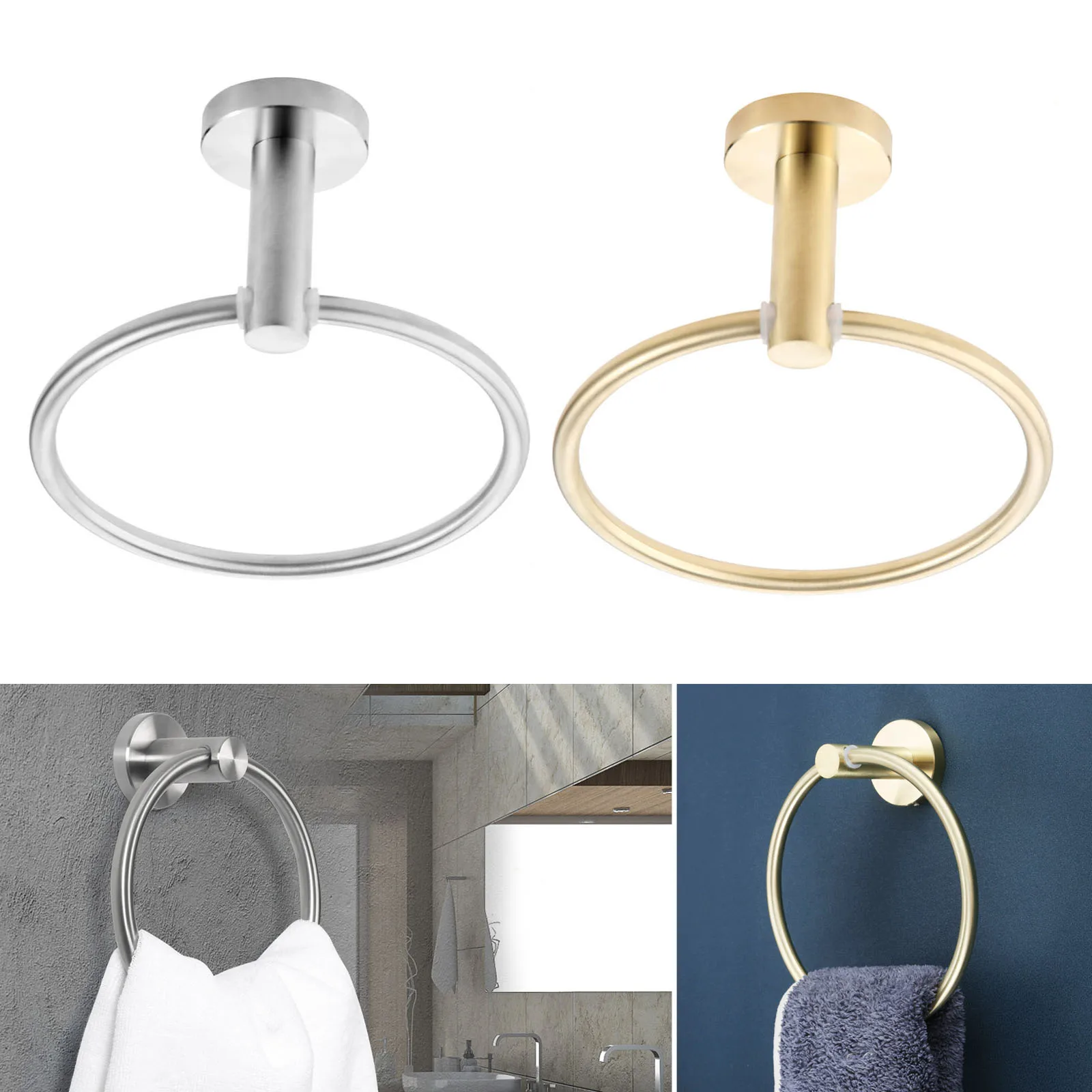 Holder Round Hand Wall Mounted Rack Stainless Steel Brushed 