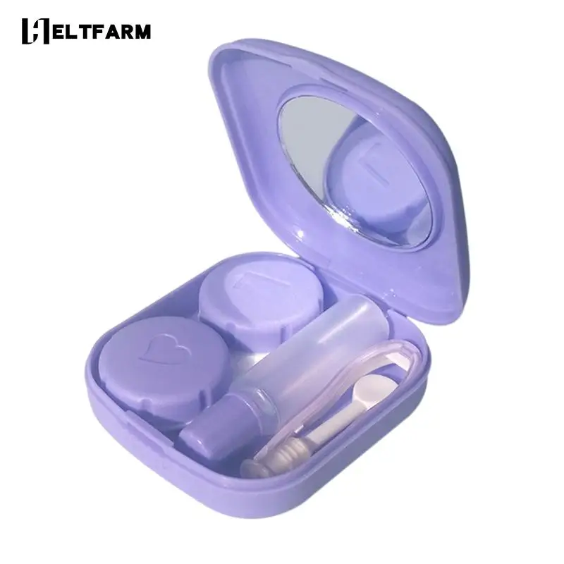 

Square Mini Women's Contact Lens Case With Mirror Cute Solid Travel Kit Easy Carry Eyewear Container Holder 2022 New Glasses Box