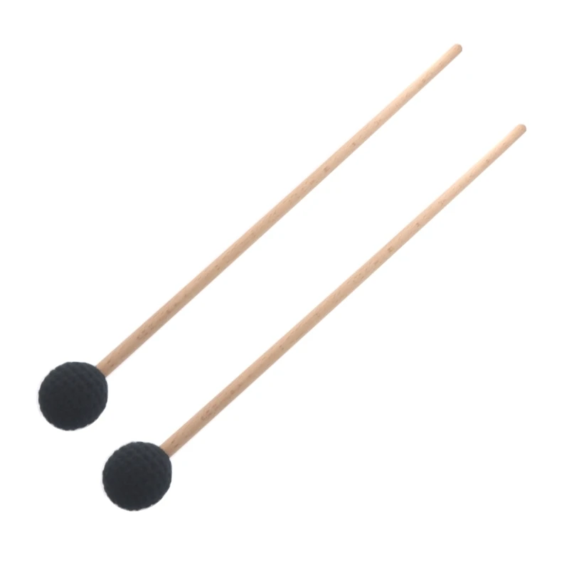 

2x Wood Handle Wool Ball Drumstick Marimba Mallet Percussion Musical Instrument