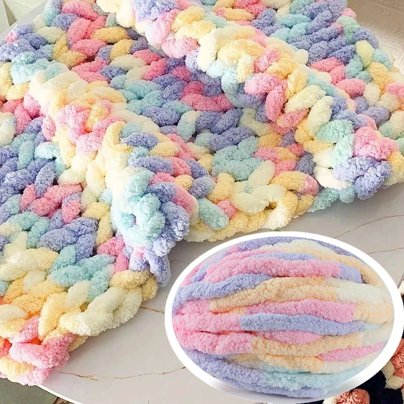 250g/ball Soft Thick Line Chunky Chenille Wool Yarn Velvet Yarn Hand Knitting Crochet Yarn for DIY Blanket Cushion Giant Yarn