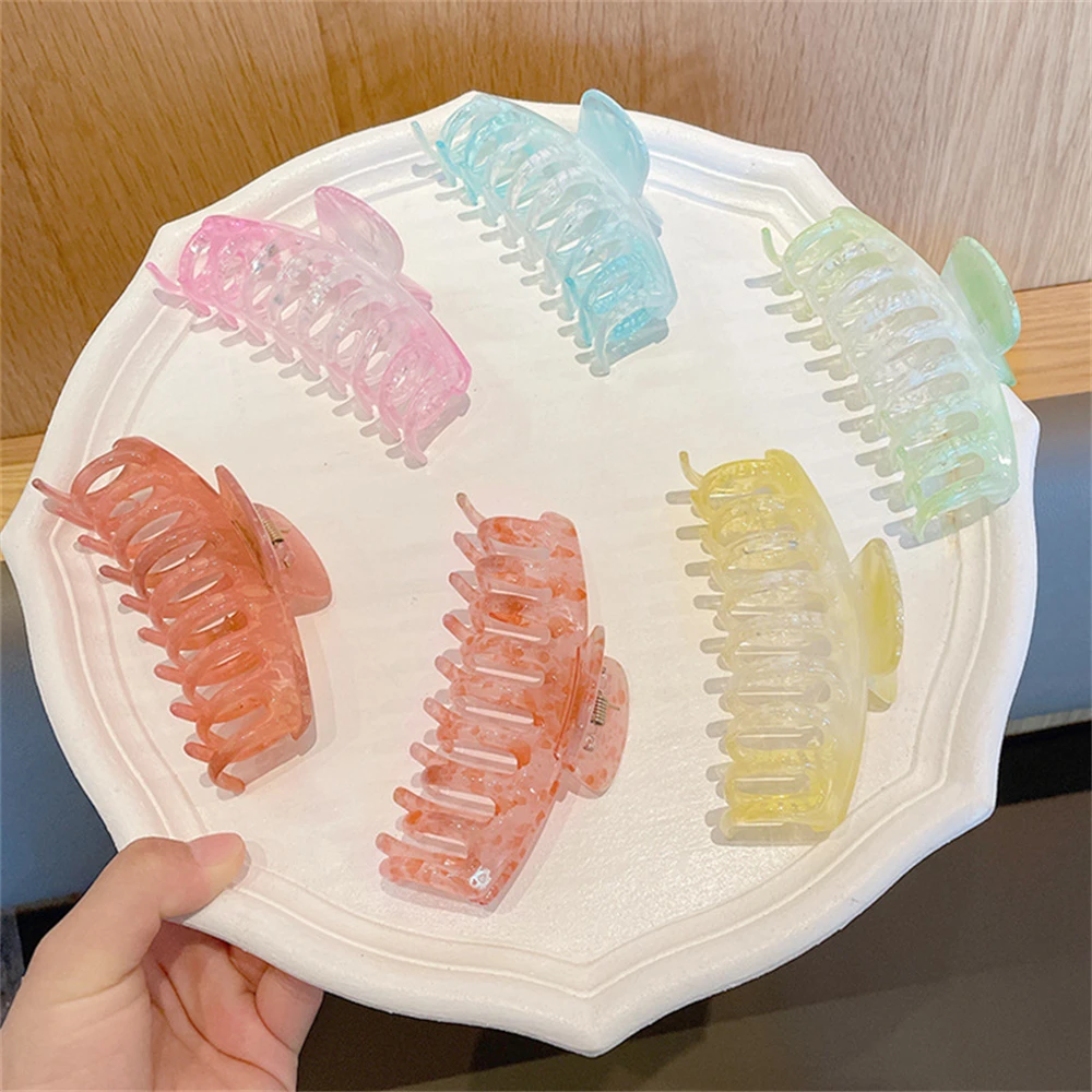 

Bohemian Transparent Plastic Shark Hair Clips Fashion Women Hairpin BB Hindbrain Spoon Hair Accessories Ornament For Girls