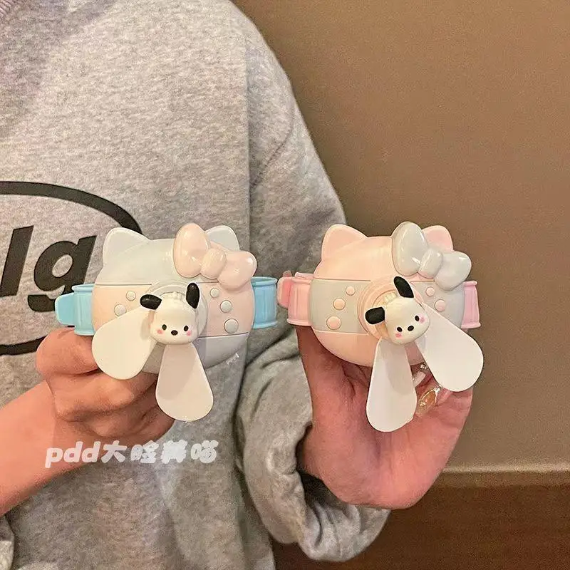 

Hellokitty Sanrio Anime Wrist Watch Fan Usb Charging Fun Summer Ins Kawali Cute Cartoon Friend Birthday Girls Gift Toys For Kids