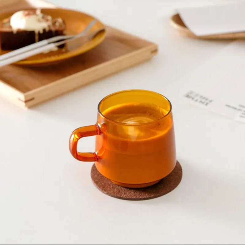 

Современная кофейная чашка в скандинавском стиле Ins, цветная стеклянная винтажная чашка для воды, чая, молока, прозрачная термостойкая стек...