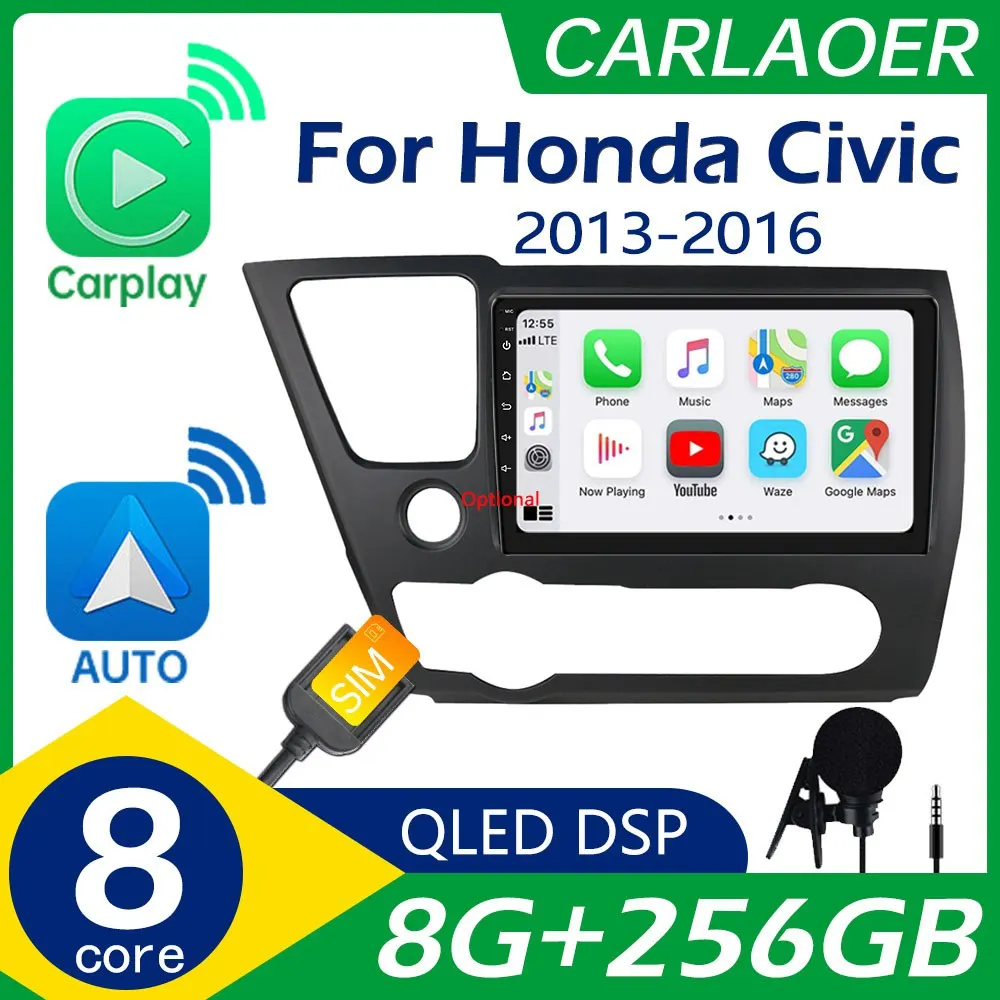 Автомагнитола для Honda Civic 9 2013-2016 мультимедийный проигрыватель на Android видео