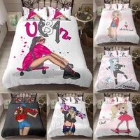girls print duvet cover set sport style bedding set 3d bettw%c3%a4sche set for kids girls housse de couette 135x200cm