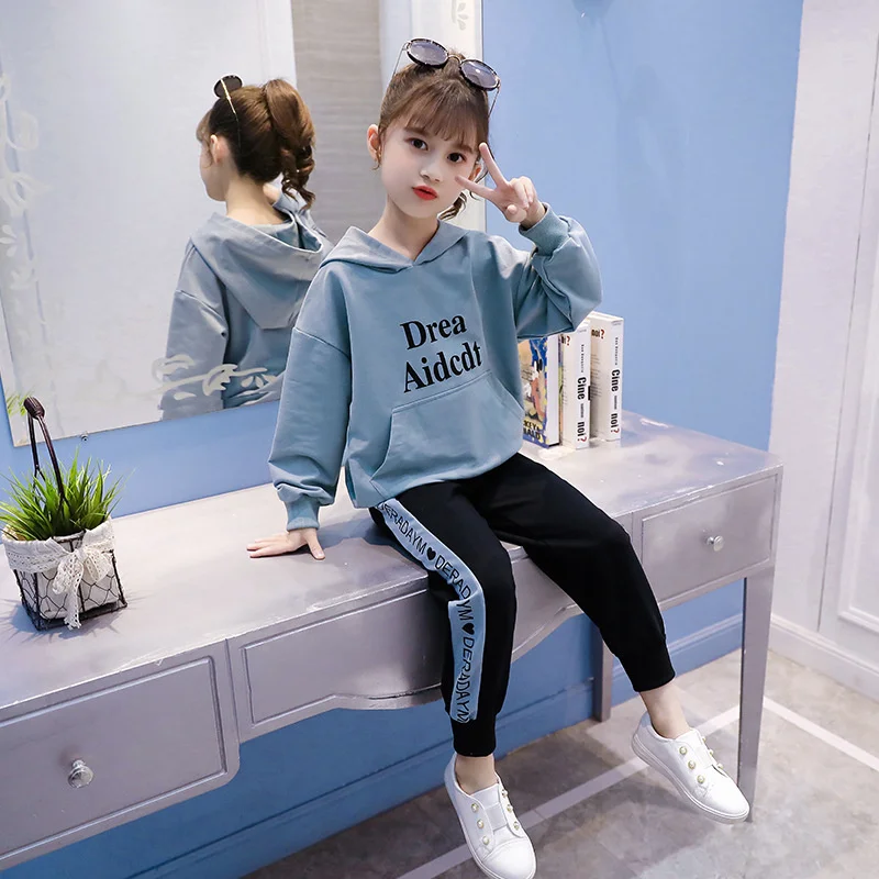 

Girls Suit Sweatshirts +Pants 2Pcs/Sets 2022 Vintage Spring Autumn Toddler Kids Teenagers Cotton Gift School Sport Suits Childre