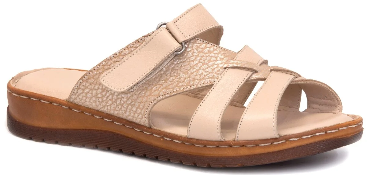 

Gedikpasalı Asy 45 Beige Women 'S 2021 Summer Slippers Orthopedic Genuine Cow Leather Business Lift Padding Daily Casual Use Hiking