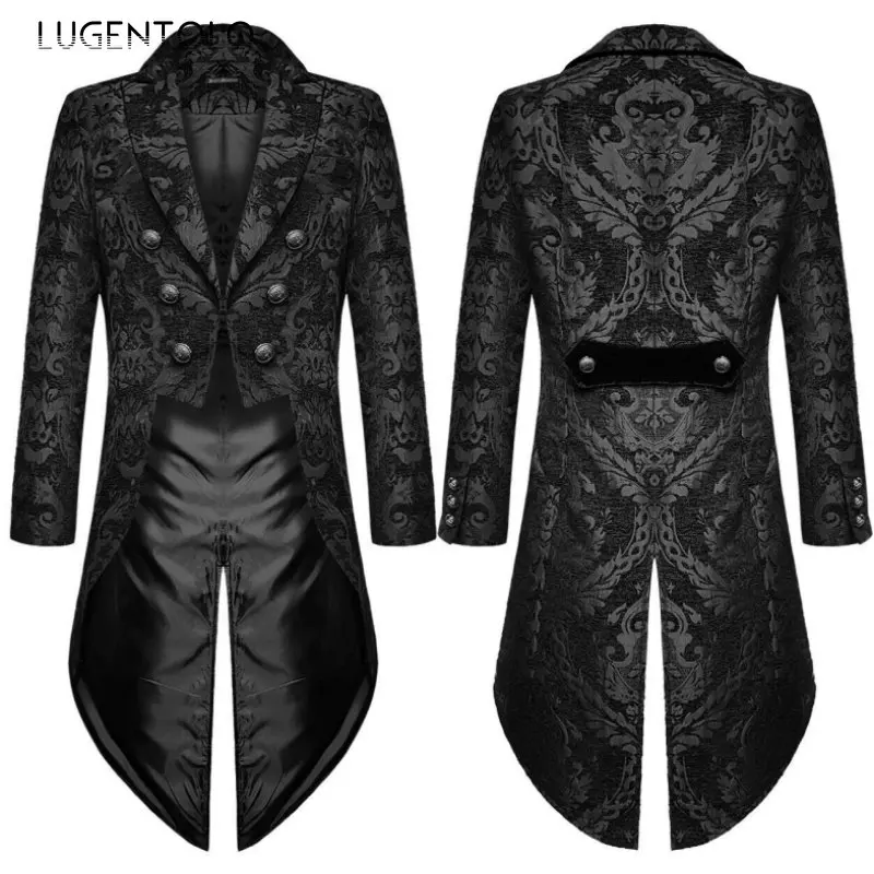 

Gothic Steampunk Tailcoat Jacket Men Jacquard Victorian Vintage Medieval Party Coat Prom Renaissance Costume Homme New Tuxedo