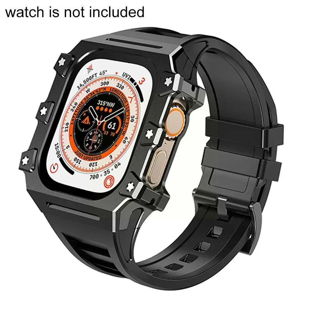 

Металлический ремешок для Apple Watch Ultra 49 мм, металлический чехол и силиконовый ремешок для Iwatch Ultra 49 мм, сменные браслеты E6S8
