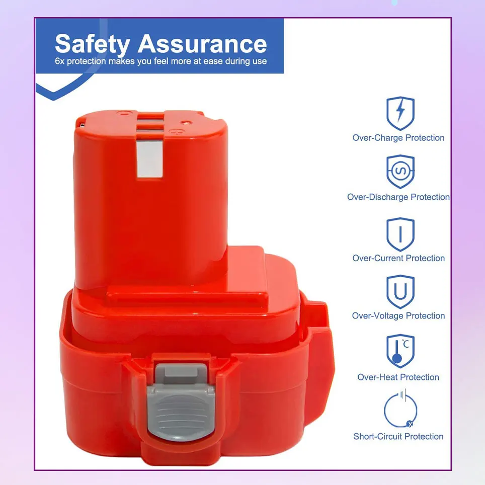 

12800mAh replacement battery for 9.6Vmakita 1834 1835 192826-5 192827-3 192829-9 193159-1 193140-2 194105-7 PA18 HITACHI eb1214s