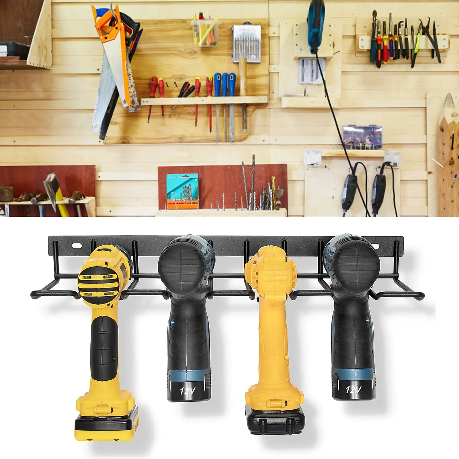 

Drill Holder Wall Mount Cordless Drill Organizer Electric Drill RackWall Mounted Storage Rack For Handheld And Power Tools