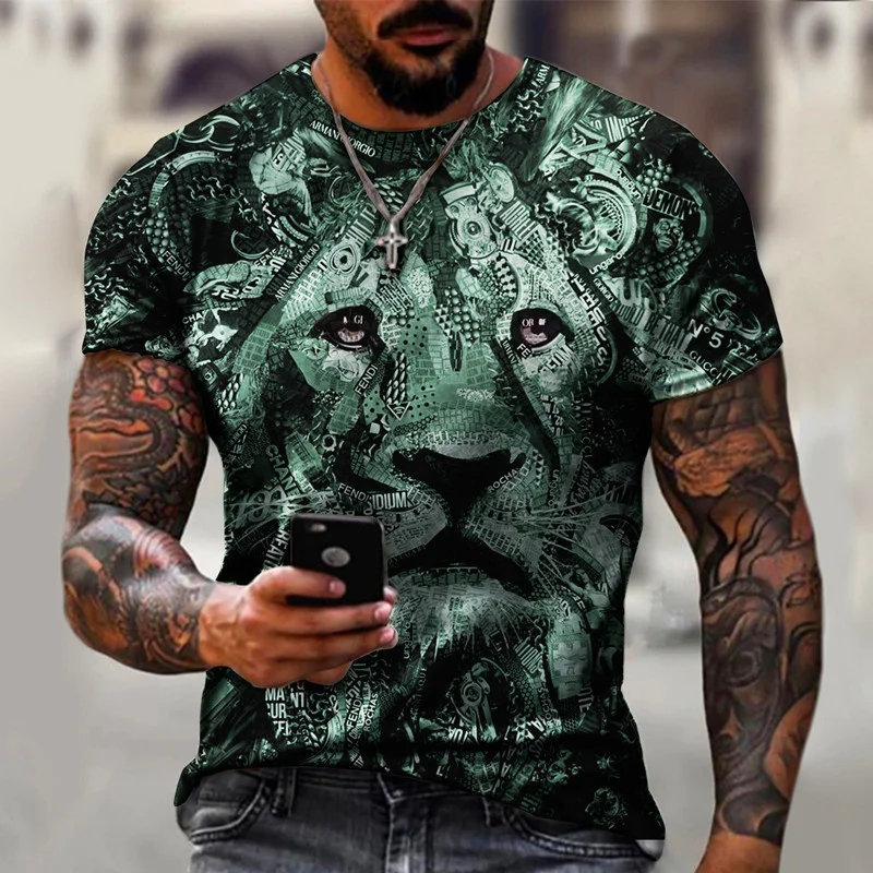 

Men Popular Fashion Cute Animal 3d Print Short Sleeve Casual Men Loose Versatile Sports Wind Summer T-shirt in Europe and