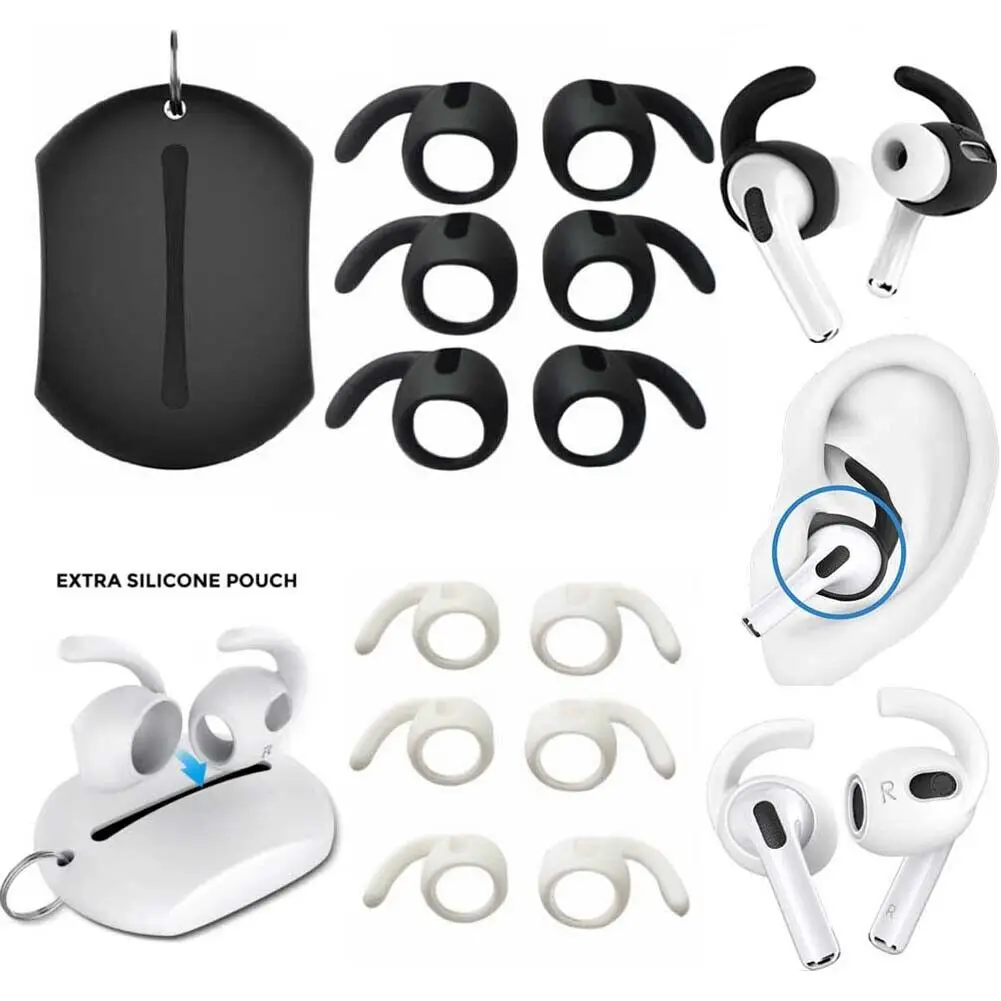 

3Pair Ear Hooks Tips for AirPods Pro 2 2nd Airpods Pro 3 3rd Generation Covers Anti Slip Holders Silicone Eartips Earbuds Triple