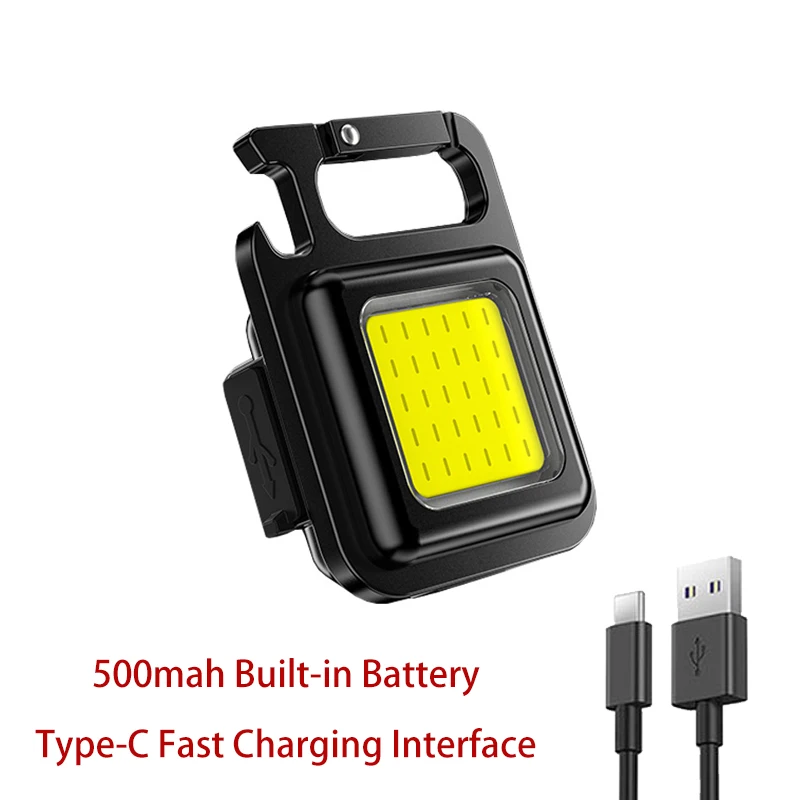 Мини-фонарик, перезаряжаемый бликовый брелок COB, USB аварийные лампы, светодиодный портативный уличный кемпинг, небольшой светильник, штопор