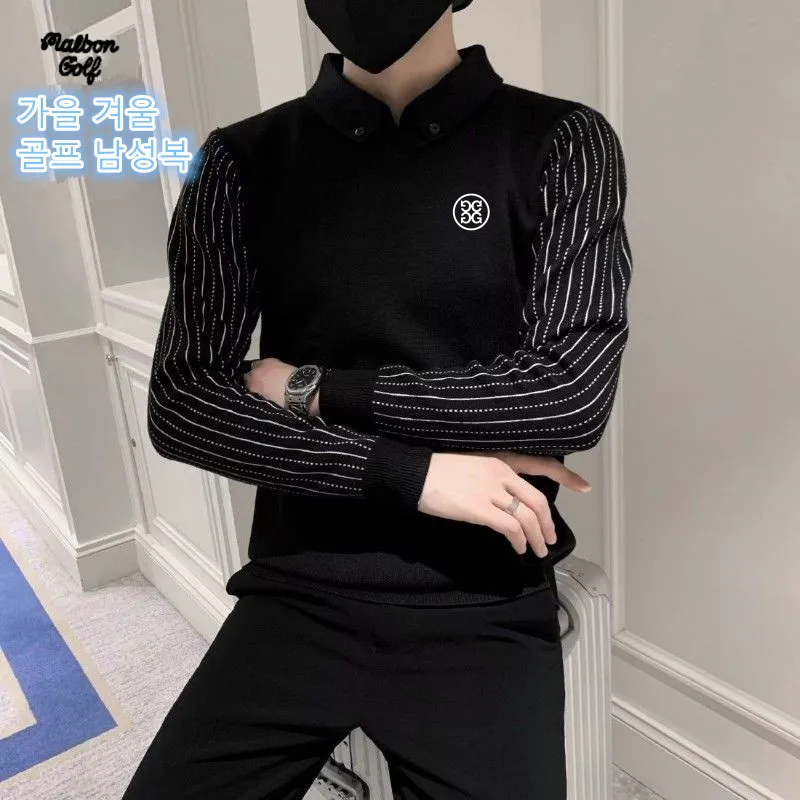 2023 Spring Sweater Golf Top Golf Clothes Men's Fashion Sports Men's Golf Clothes Golf Clothes Fake Two Shirts Sweater