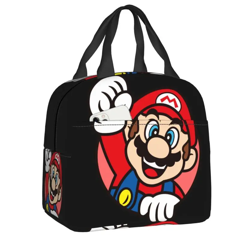 Custom Marios Cartoon Lunch Bag Men Women Cooler Warm Insulated Lunch Boxes for Adult Office