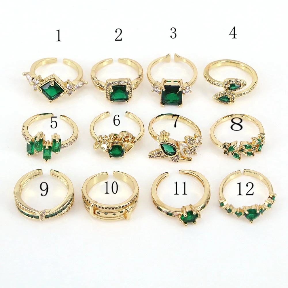 

10 шт. высокое качество зеленый кубический циркон геометрическая форма Медь Регулируемая фотография для женщин ювелирные изделия