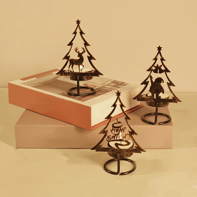 

Christmas Candlestick Holder Vintage Hollow Iron Candle Holder Santa Claus Candle Holder For Christmas Table Decor Ornament Gift