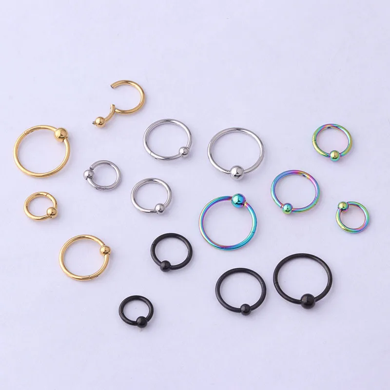 

16g X 6/8/10/12mm Surgical Steel Small Nose Rings Mixed Color Body Clips Hoop for Women Men Cartilage Piercing Jewelry