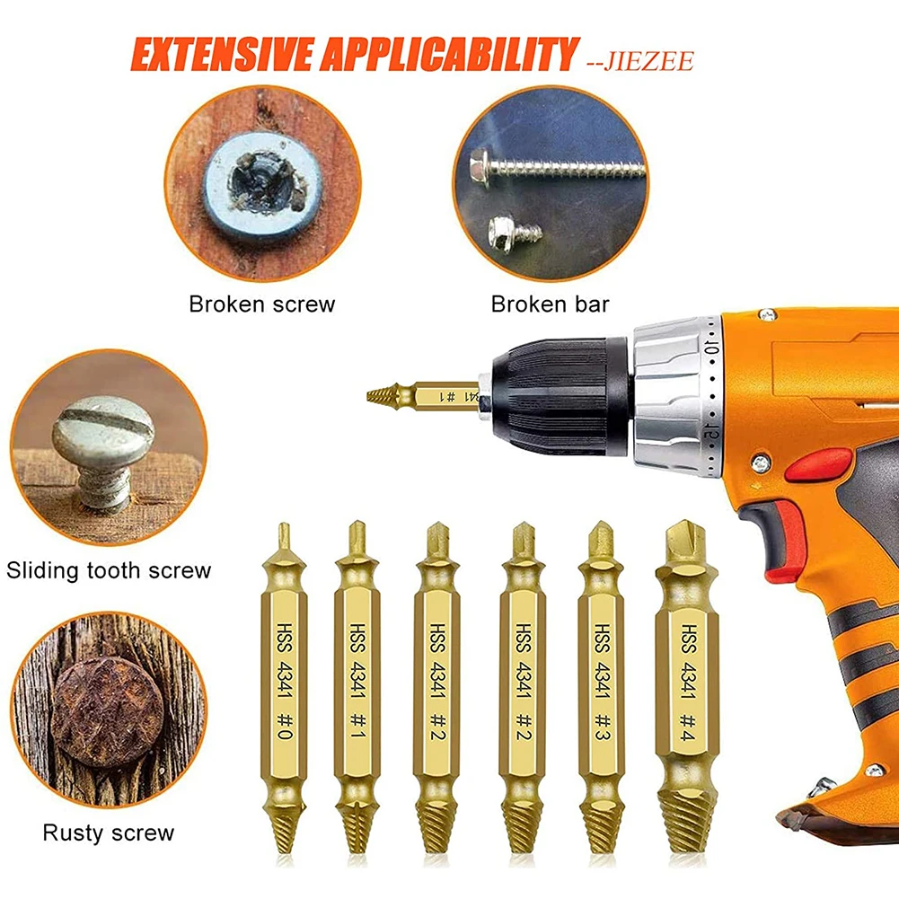 

6Pcs Creative Damaged Screw Extractor High Strength Drill Bit Broken Speed Out Bolt Stud Remover Tool for Electrician