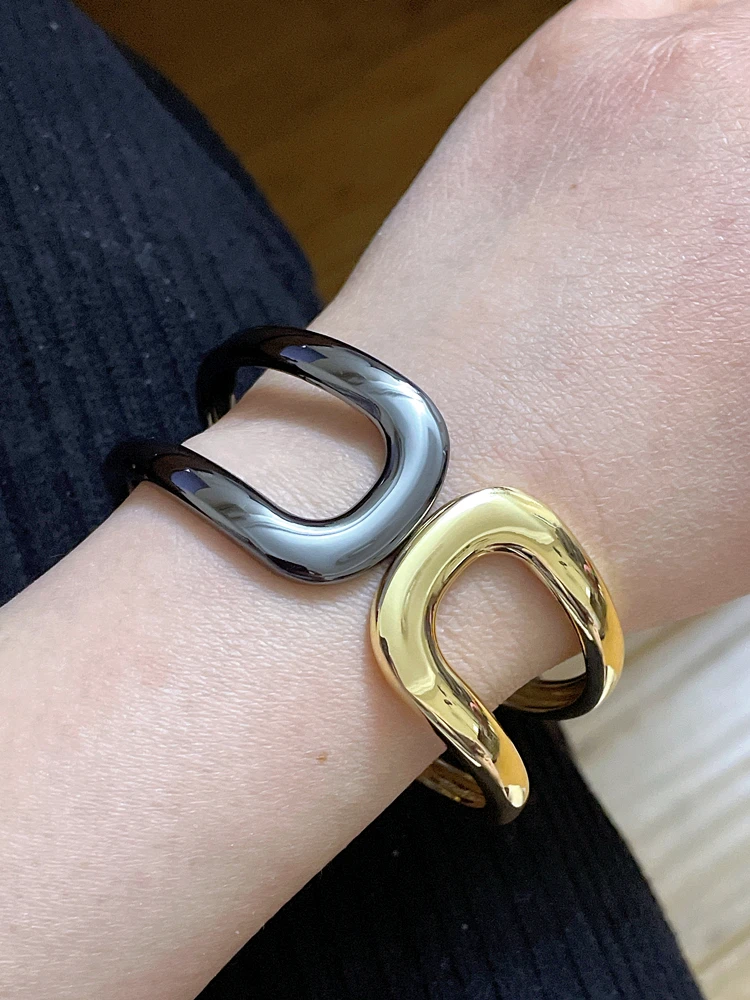 Модный простой Браслет-манжета золотого цвета и браслет для женщин широкий