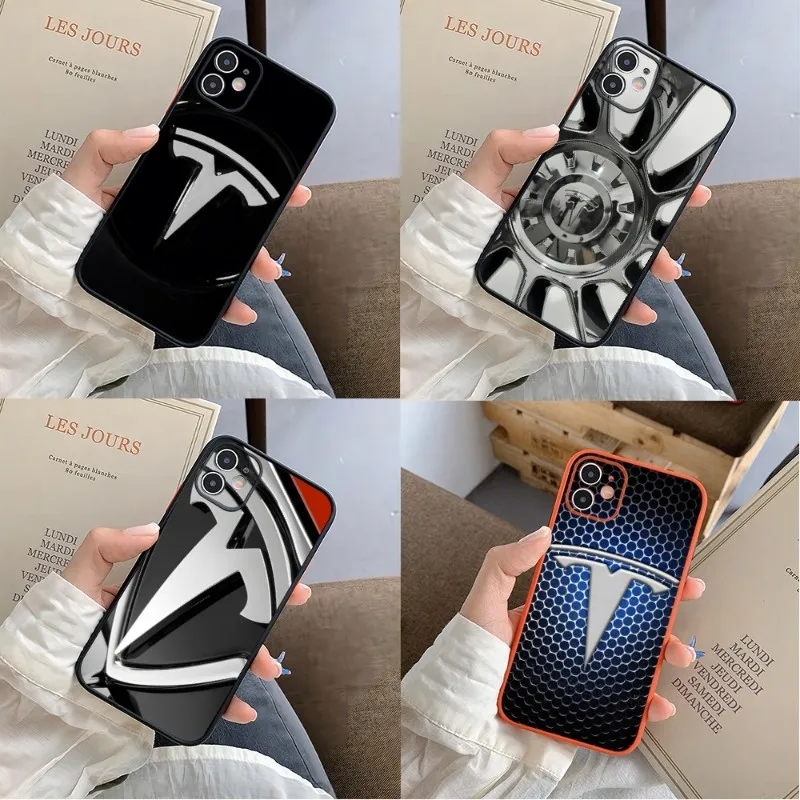 

Super Electric Car Tesla Phone Case For IPhone 14 13 Pro Max 12 Mini 11 6S 7 8 Plus XS X XR Matte Frosted Protection Couple Case