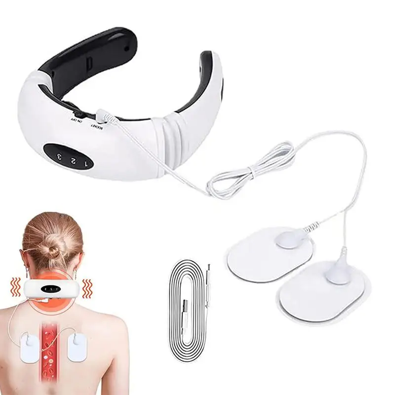 

Electric Neck Massager Ergonomic Design Neck Acupoints Massager Device EMS Lymph Relief Neck Massager With 2 Metal Pulse Pads