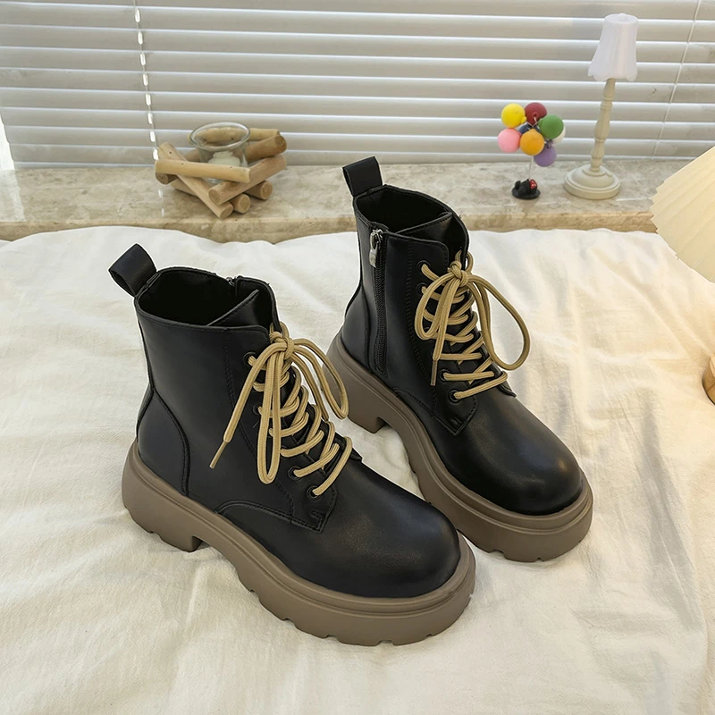 

Women Shoes 2023 Chelsea Short Boots Fashion Increased Height Breathable Colorful Thick Sole Bottom Autumn Mid-Calf Booties
