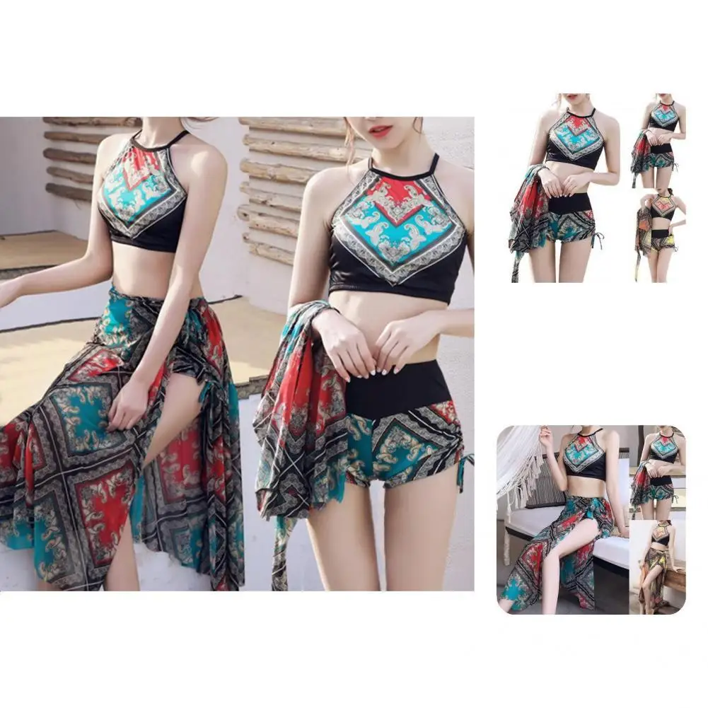 

Удобный стильный Быстросохнущий комплект бикини на шнурках, 3 шт./компл., женское бикини яркого цвета для пляжа